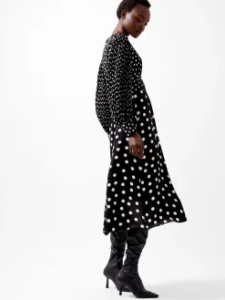 French Connection Dresses|Midi Dresses-Polka Dot Candice Satin Dress