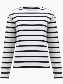 French Connection Tops-Rallie Stripe Slash Neck Top