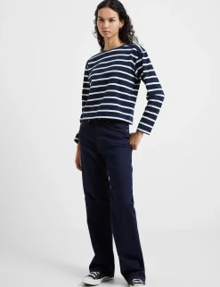 French Connection Tops-Rallie Stripe Slash Neck Top
