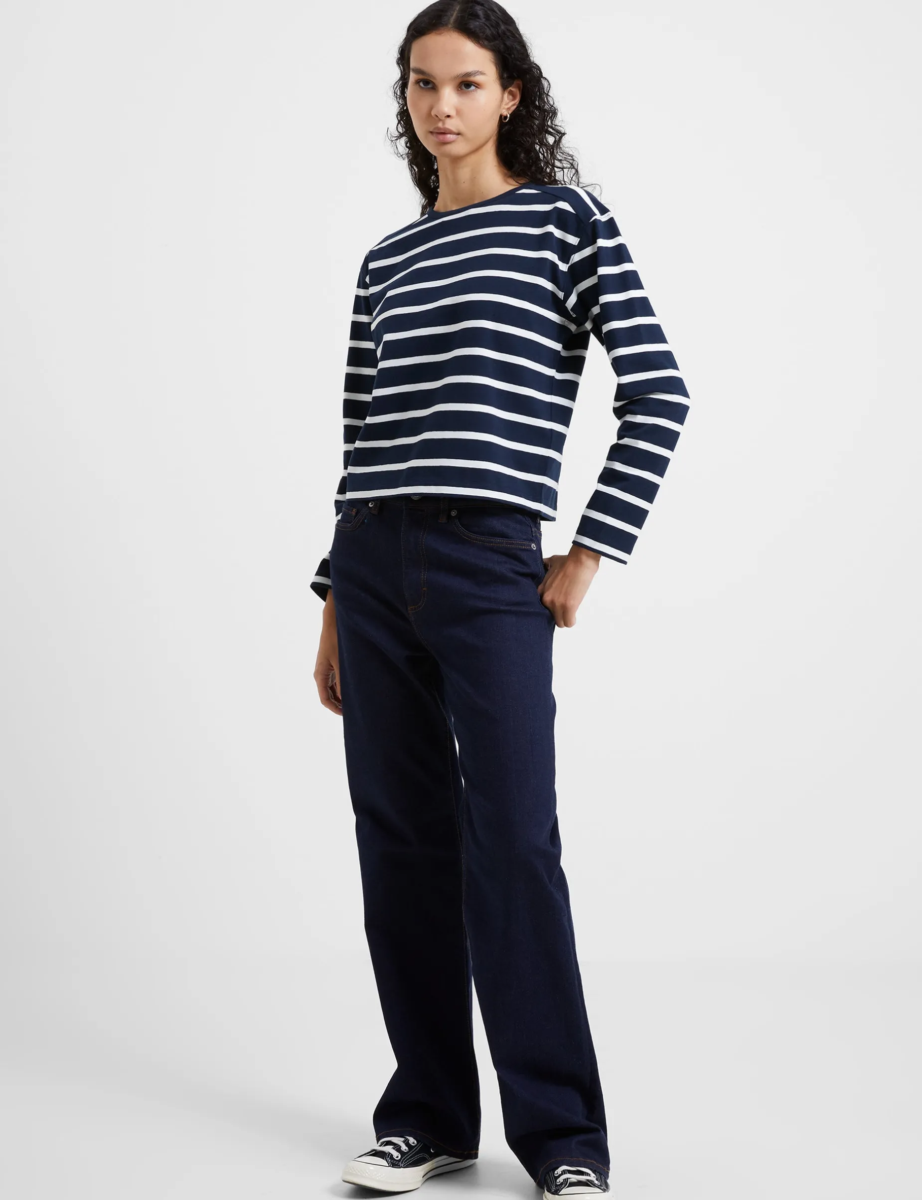 French Connection Tops-Rallie Stripe Slash Neck Top