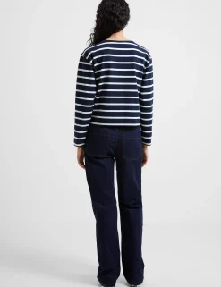 French Connection Tops-Rallie Stripe Slash Neck Top
