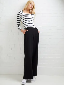 French Connection Tops-Rallie Stripe Square Neck Long Sleeve Top