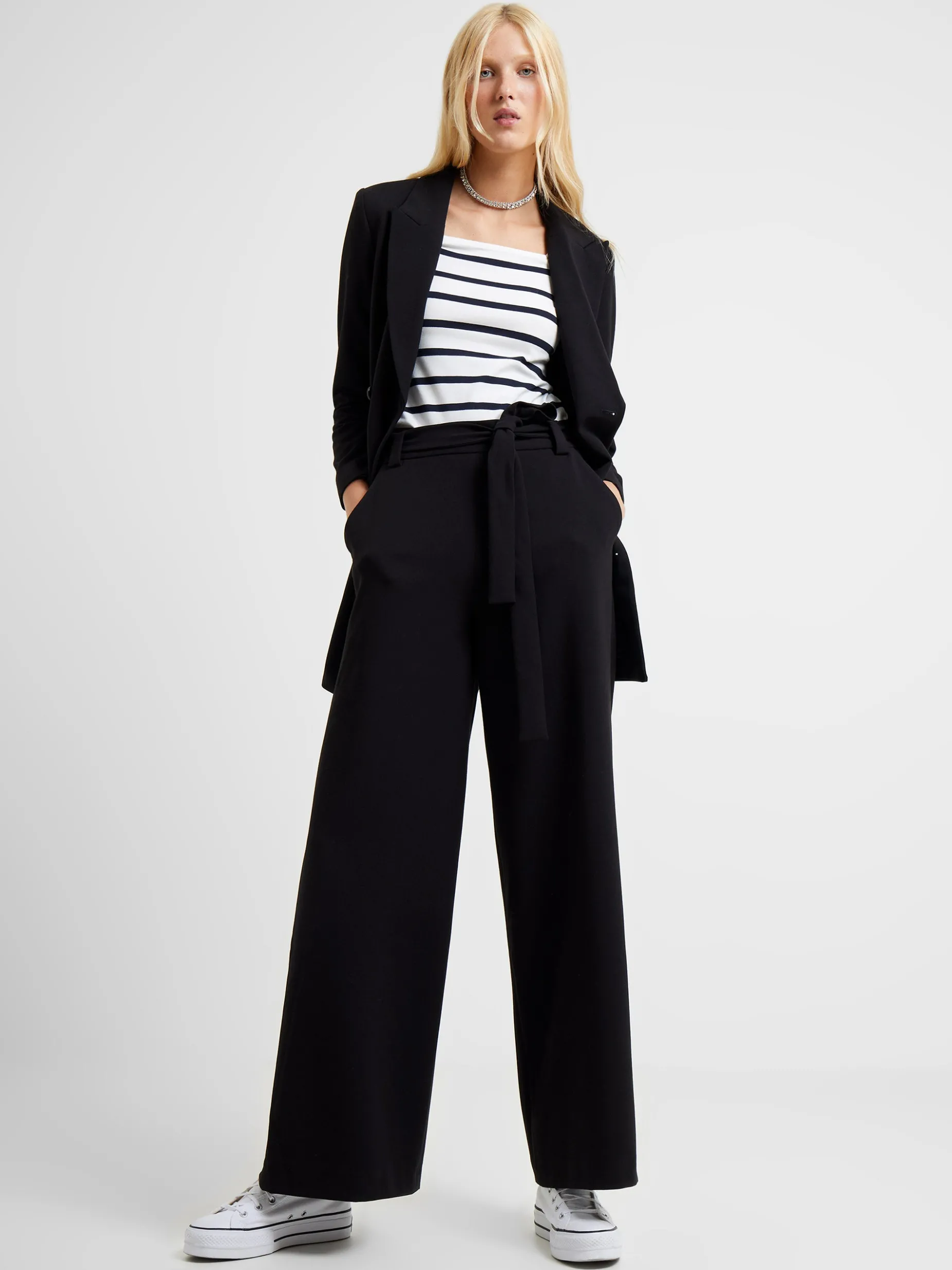 French Connection Tops-Rallie Stripe Square Neck Long Sleeve Top