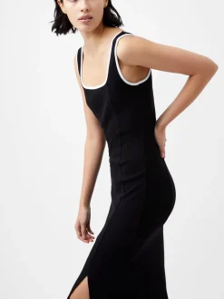 French Connection Dresses|Midi Dresses-Rassia Rib Contrast Square Neck Midi Dress