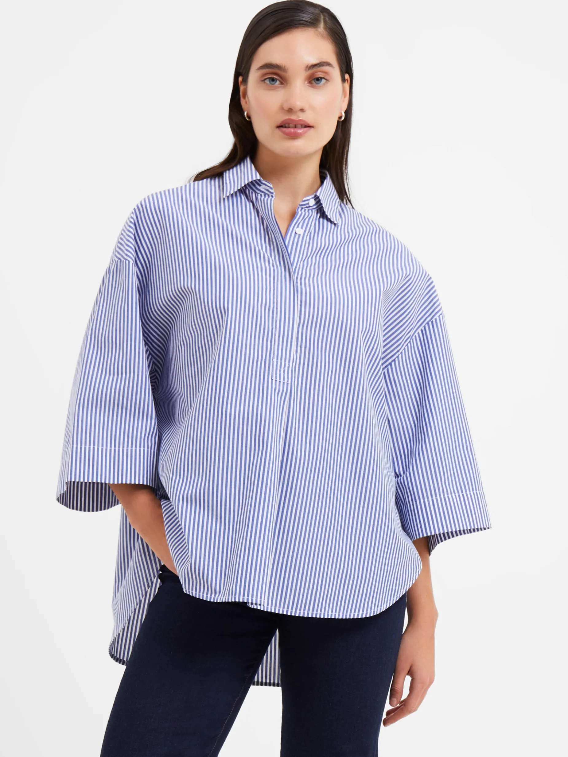 French Connection Tops|Shirts-Rhodes Poplin Stripe Popover Shirt