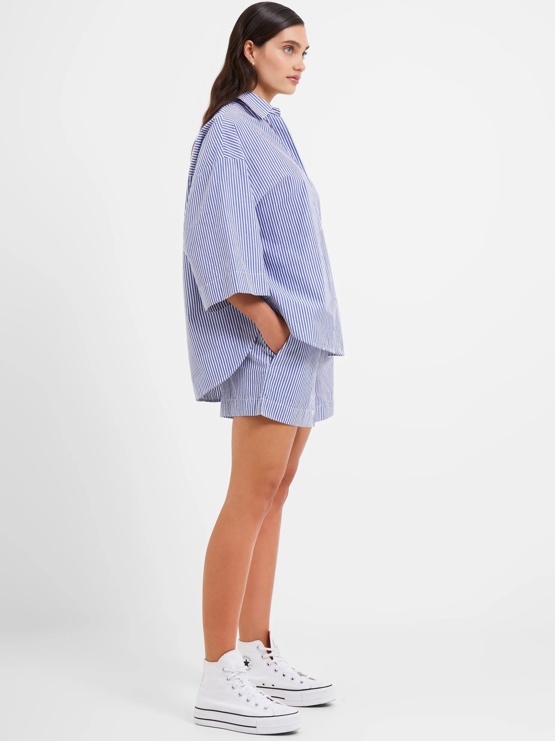 French Connection Skirts & Shorts|Co-Ords-Rhodes Poplin Stripe Pull-On Shorts