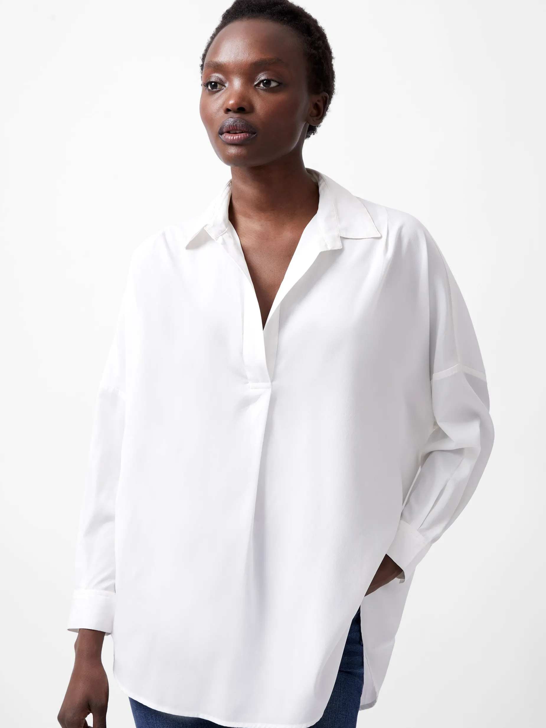 French Connection Tops|Shirts-Rhodes Recycled Crepe Popover Shirt