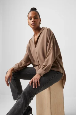 French Connection Tops|Shirts-Rhodes Recycled Crepe Popover Shirt