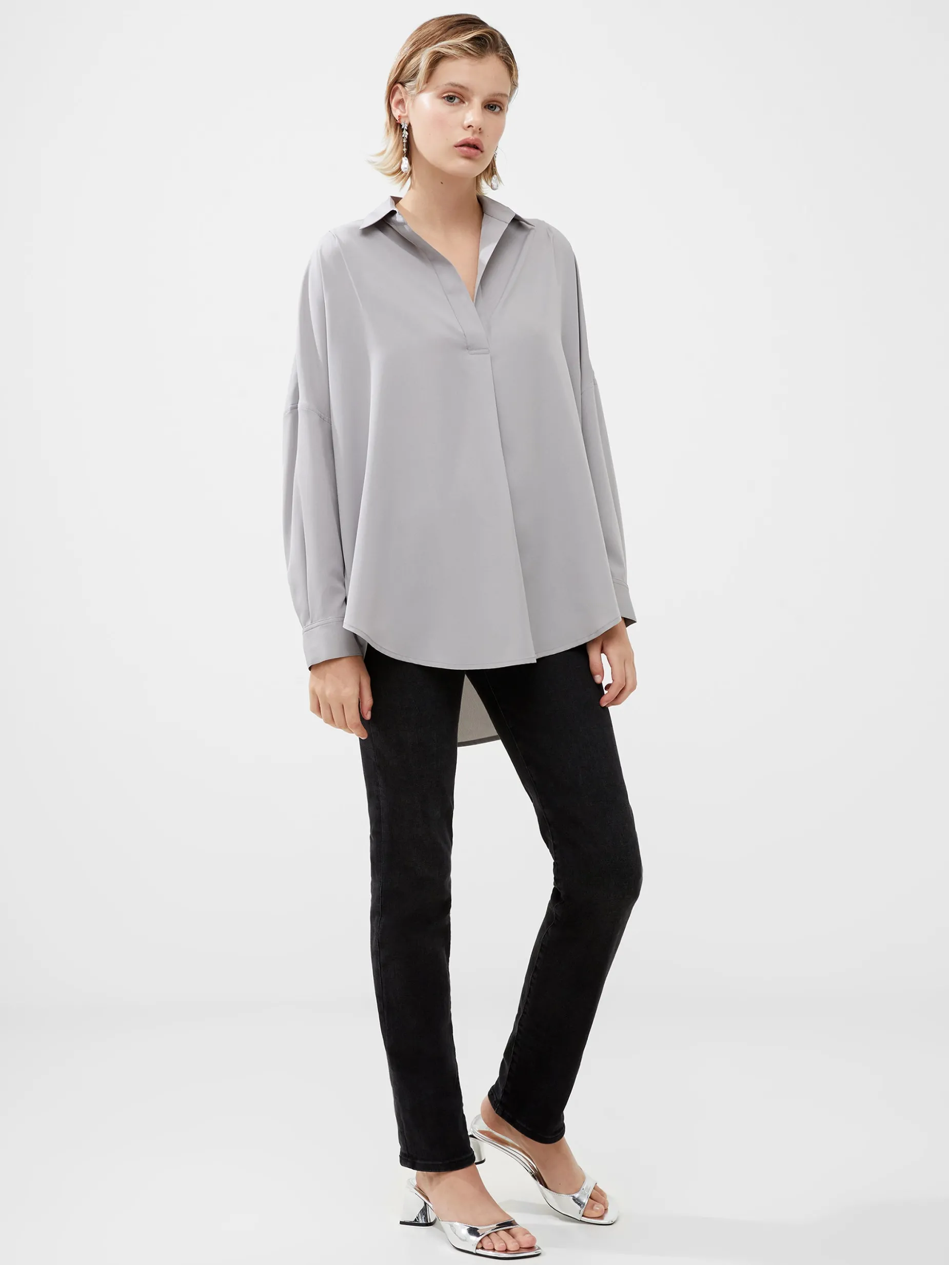 French Connection Tops|Shirts-Rhodes Recycled Crepe Popover Shirt