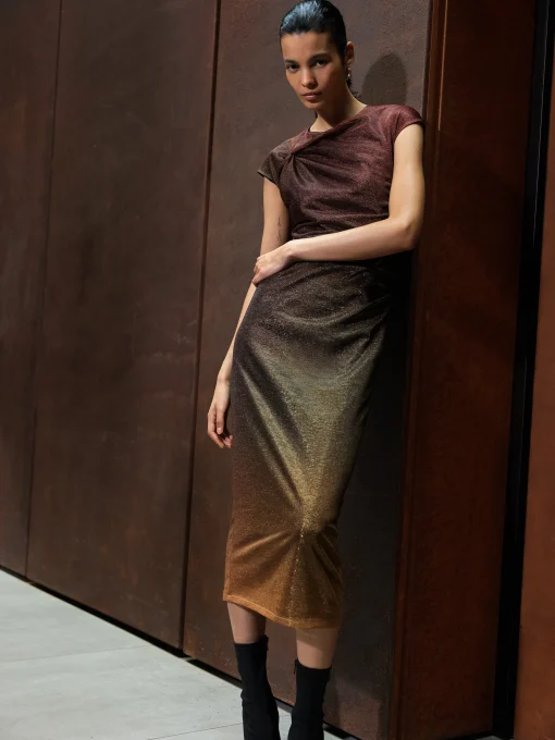 French Connection Dresses|Midi Dresses-Sela Lurex Midi Dress