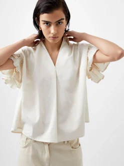 French Connection Tops|Shirts-Sindey Cotton Short Sleeve Popover Shirt