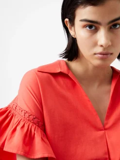 French Connection Jeans & A Nice Top-Sindey Cotton Short Sleeve Popover Shirt