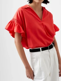 French Connection Jeans & A Nice Top-Sindey Cotton Short Sleeve Popover Shirt