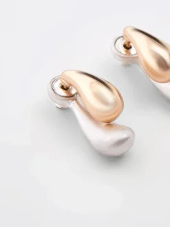 Women French Connection Jewellery|Jewellery-Small Double Two-Tone Teardrop Earrings