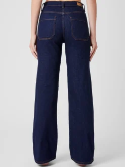 French Connection Trousers|Jeans-Stretch Denim Wide Flare Full Length Jeans 34 Inch