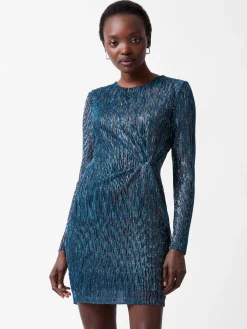 French Connection Dresses|Mini Dresses-Tamy Lurex Long Sleeve Fitted Mini Dress