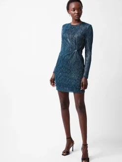 French Connection Dresses|Mini Dresses-Tamy Lurex Long Sleeve Fitted Mini Dress