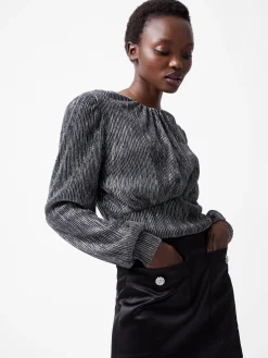 French Connection Tops|Jeans & A Nice Top-Tamy Lurex Plisse Long Sleeve Top