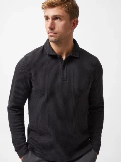 French Connection T-Shirts & Polo Shirts-Textured Long Sleeve Polo Shirt
