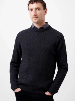 French Connection Knitwear-Two Tone Cable Knit Jumper