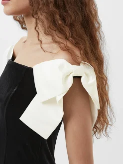 French Connection Dresses|Mini Dresses-Velvet Carey Satin Bow Mini Dress