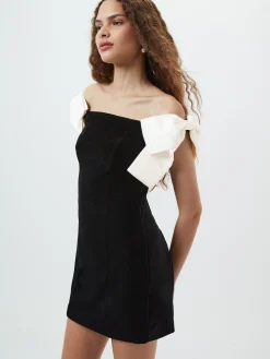 French Connection Dresses|Mini Dresses-Velvet Carey Satin Bow Mini Dress