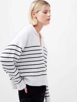 French Connection Jumpers & Cardigans-Vhari Recycled Collar Stripe Jumper