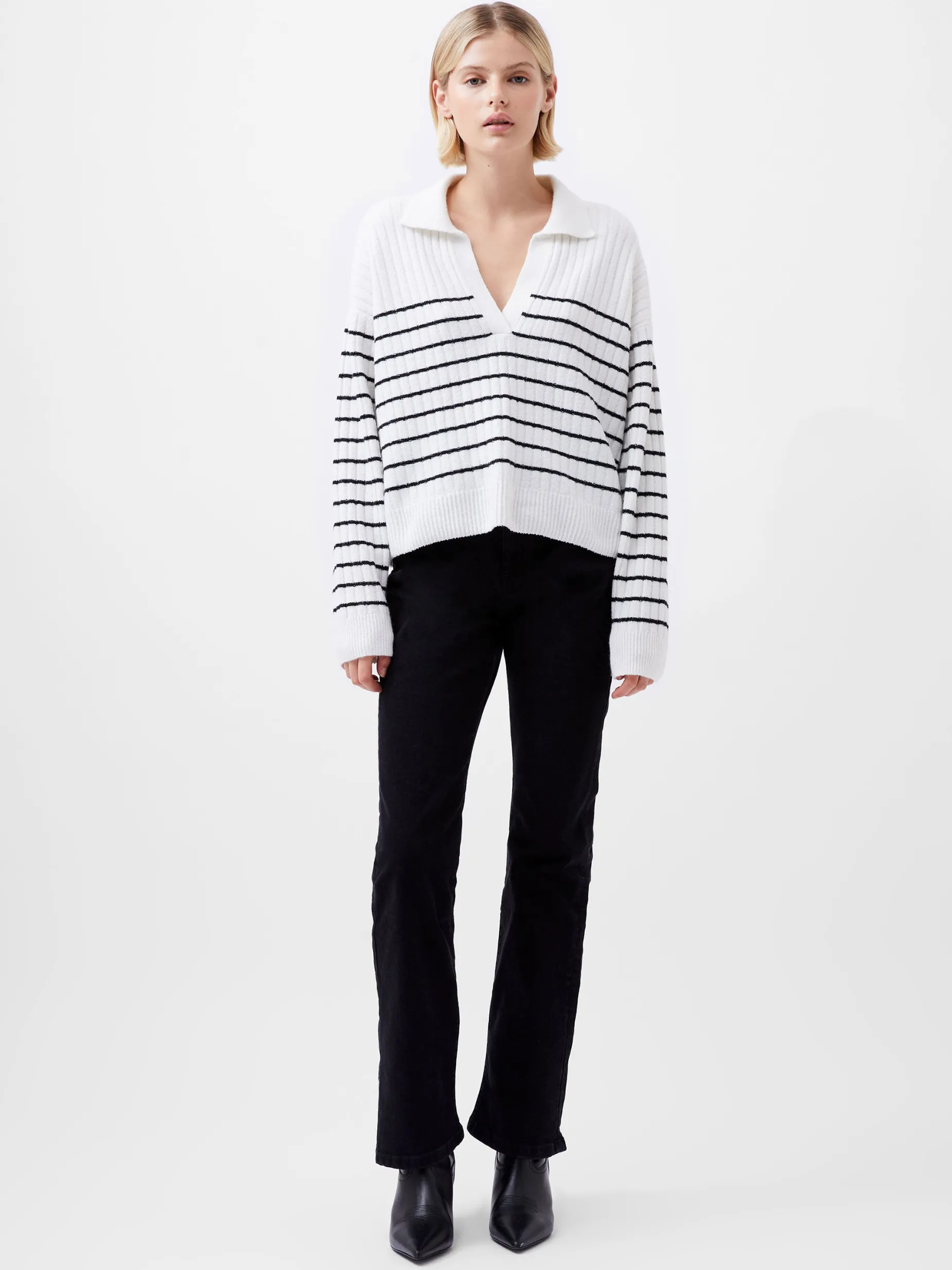 French Connection Jumpers & Cardigans-Vhari Recycled Collar Stripe Jumper