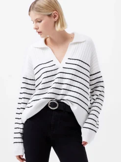 French Connection Jumpers & Cardigans-Vhari Recycled Collar Stripe Jumper