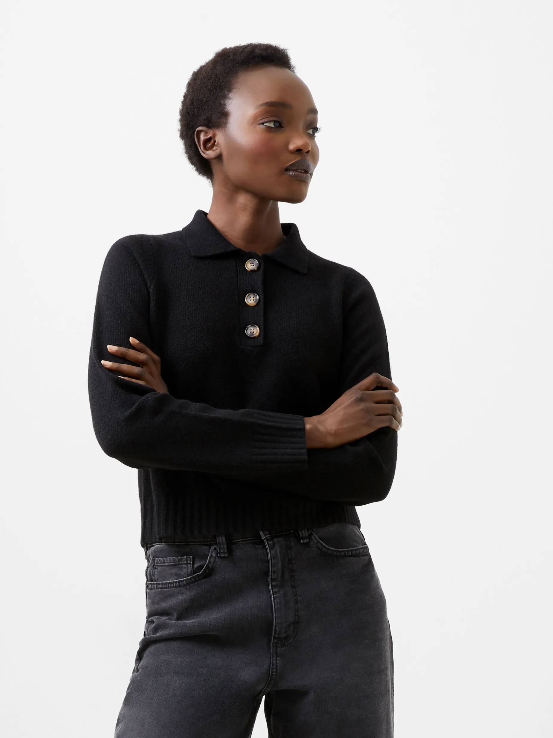 French Connection Jumpers & Cardigans-Vhari Recycled Long Sleeve Button Up Jumper