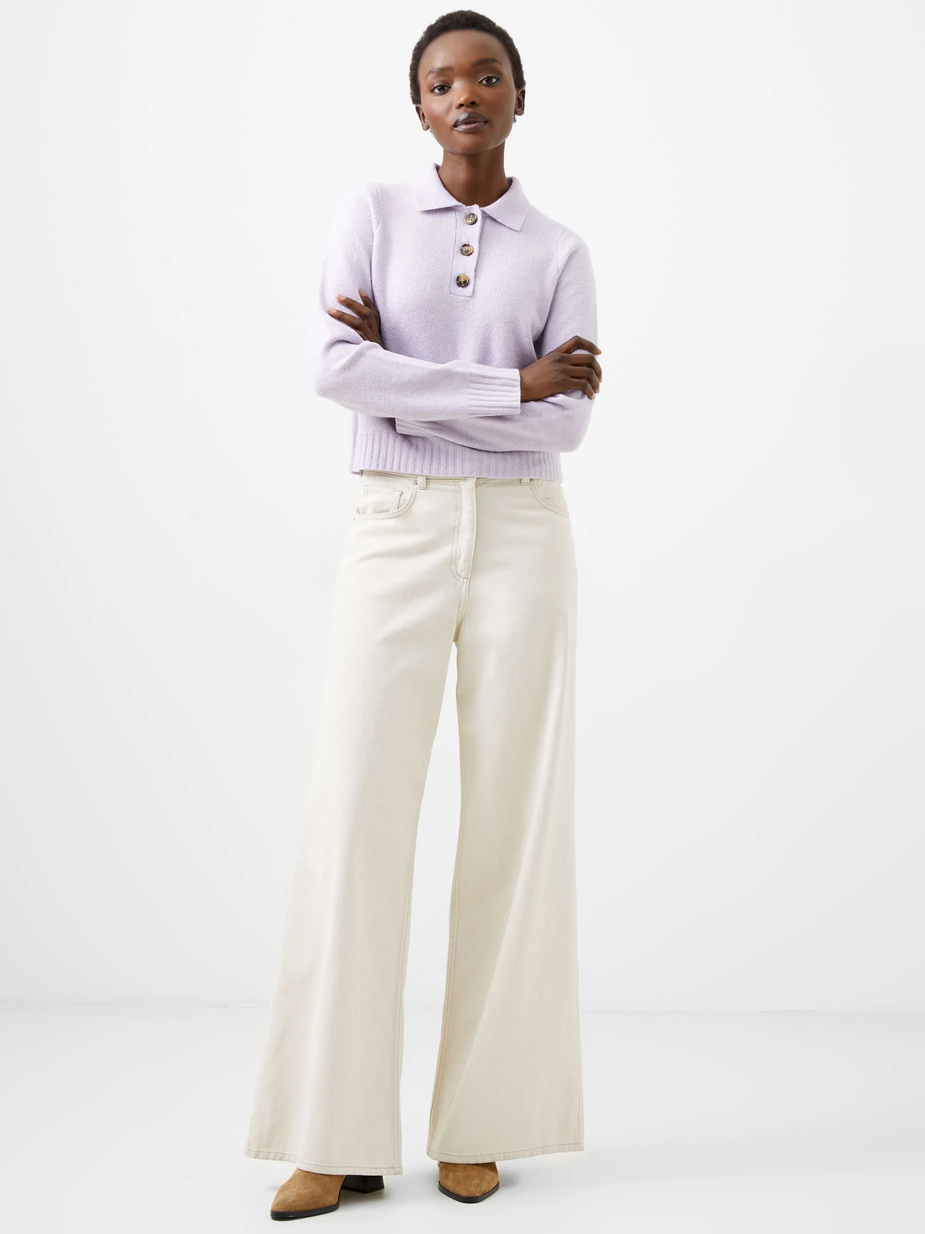 French Connection Jumpers & Cardigans-Vhari Recycled Long Sleeve Button Up Jumper