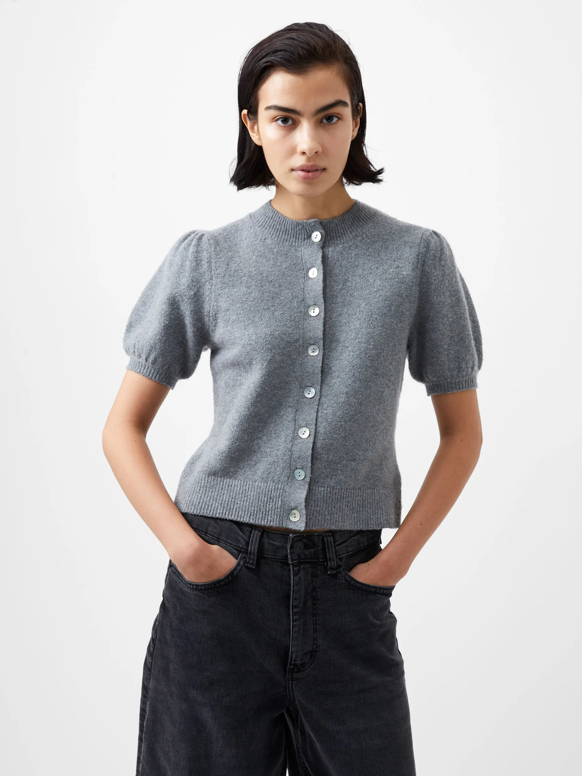 French Connection Jumpers & Cardigans-Vhari Recycled Puff Sleeve Cardigan