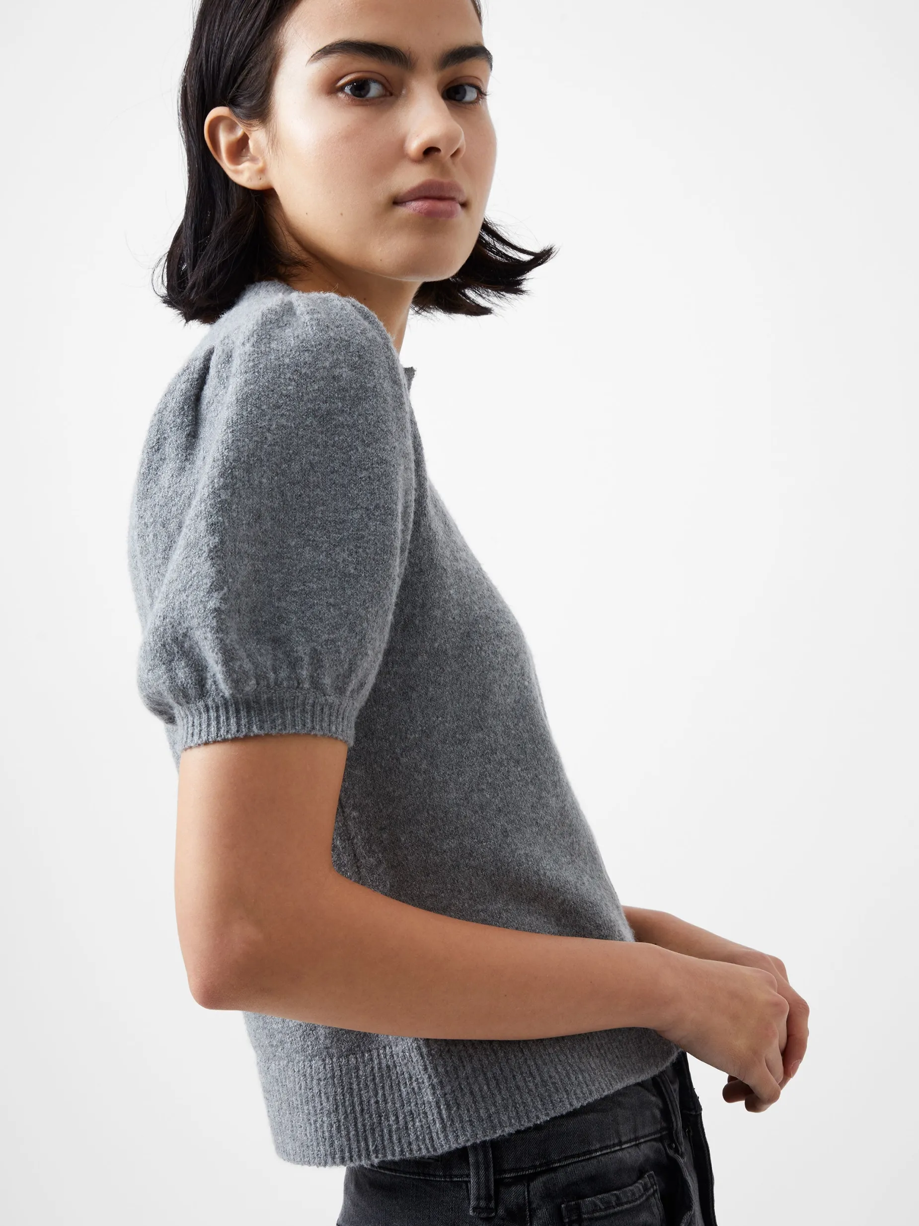 French Connection Jumpers & Cardigans-Vhari Recycled Puff Sleeve Cardigan
