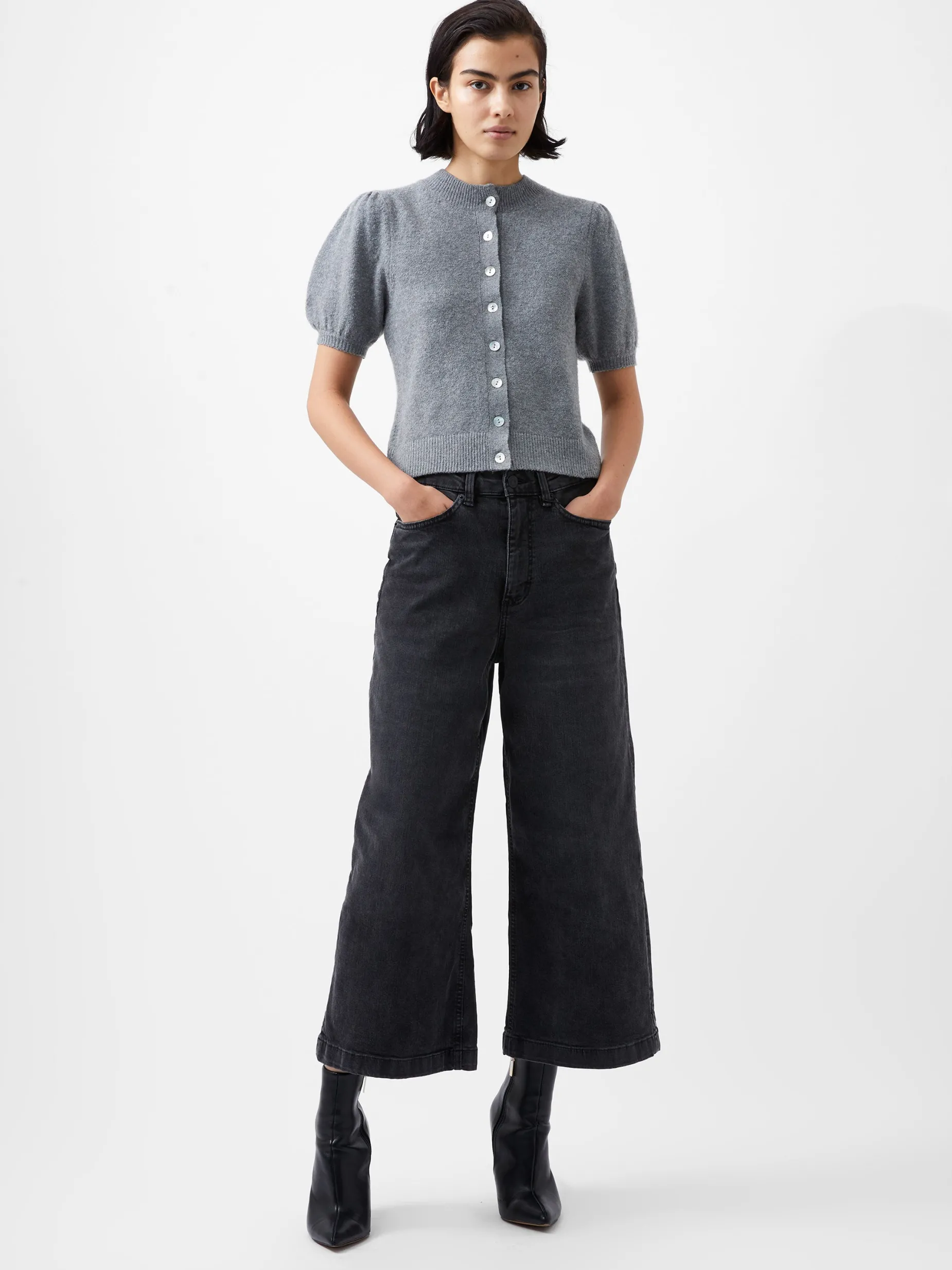 French Connection Jumpers & Cardigans-Vhari Recycled Puff Sleeve Cardigan