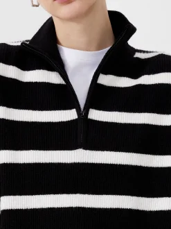 French Connection Jumpers & Cardigans-Vhari Recycled Stripe Half Zip Jumper