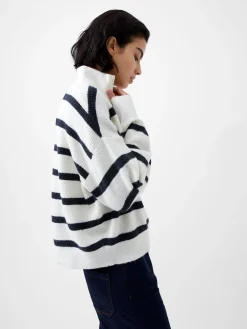 French Connection Jumpers & Cardigans-Vhari Recycled Stripe Half Zip Jumper