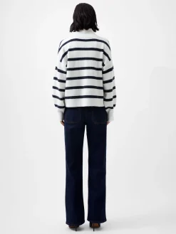 French Connection Jumpers & Cardigans-Vhari Recycled Stripe Half Zip Jumper