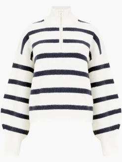 French Connection Jumpers & Cardigans-Vhari Recycled Stripe Half Zip Jumper