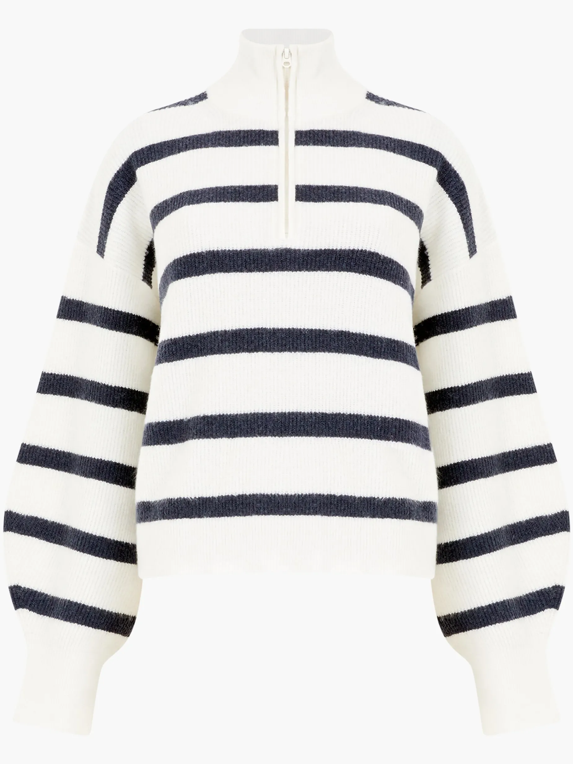 French Connection Jumpers & Cardigans-Vhari Recycled Stripe Half Zip Jumper