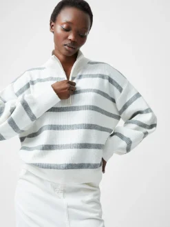 French Connection Jumpers & Cardigans-Vhari Recycled Stripe Half Zip Jumper