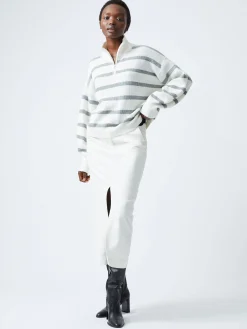 French Connection Jumpers & Cardigans-Vhari Recycled Stripe Half Zip Jumper