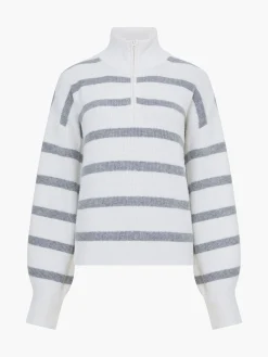 French Connection Jumpers & Cardigans-Vhari Recycled Stripe Half Zip Jumper