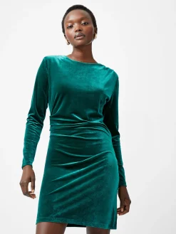 French Connection Dresses|Mini Dresses-Viola Velvet Long Sleeve Bodycon Mini Dress