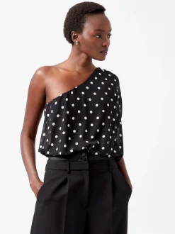 French Connection Tops|Jeans & A Nice Top-Xia Ponte Chiffon One Shoulder Bodysuit
