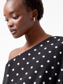 French Connection Tops|Jeans & A Nice Top-Xia Ponte Chiffon One Shoulder Bodysuit