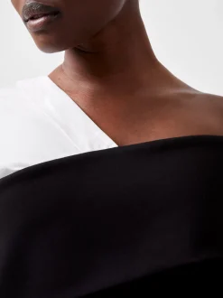 French Connection Tops|Shirts-Xia Ponte Poplin Mix Long Sleeve Top