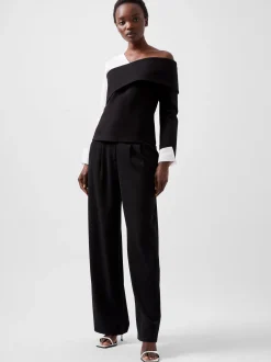 French Connection Tops|Shirts-Xia Ponte Poplin Mix Long Sleeve Top