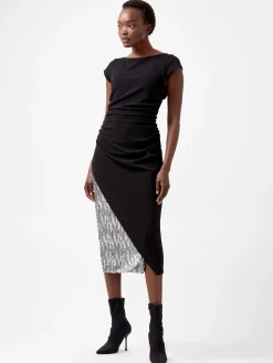 French Connection Dresses|Midi Dresses-Zanna Jersey Sequin Mix Midi Dress