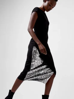 French Connection Dresses|Midi Dresses-Zanna Jersey Sequin Mix Midi Dress