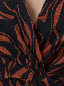 French Connection Dresses|Midi Dresses-Zaria Textured Abstract Print Long Sleeve Dress
